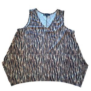 Jules & Leopold Womens Tiger Print Tunic Top Sleeveless Lagenlook 2X